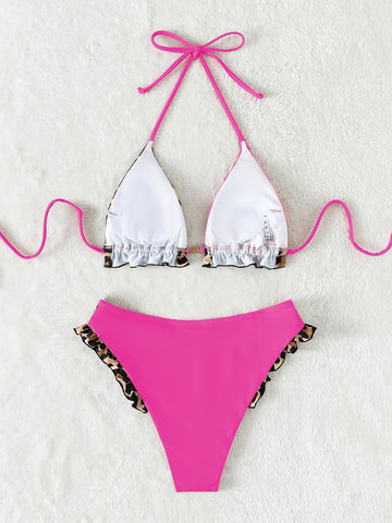 Bikini leopardato con volant