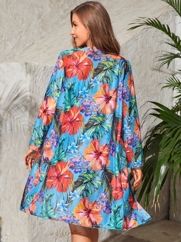 Bikini con stampa tropicale con Kimono